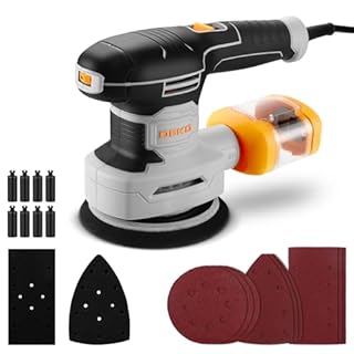 Ponceuse Multifonction 3 en 1 300W: DEKOPRO Ponceuse Triangulaire, Ponceuse Excentrique, Ponceuse Vibratoire, 6 Vitesses avec 9 Feuilles Abrasives Incluses Pour Bois, Métal & Meubles