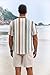 COOFANDY Men's Summer Beach Outfits 2 Piece Short Sleeve Shirts and Shorts Vacation Linen Sets for Men,Stripe,L
