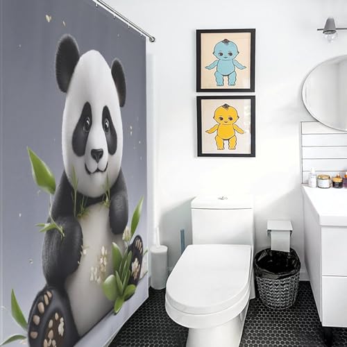 Rideau de douche panda mignon 122x183cm en polyester lavable pour baignoire - 3