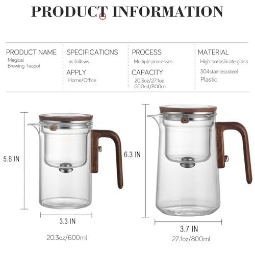 Enchant Tea Pot - 800ml/27.1oz Witchcraft Magic Glass Teapot, Magnetic Water Separation Design, Borosilicate Infuser Pot with Strainer for Loose Leaf & Herbal Teas, Ideal for Tea Maker - Image 4