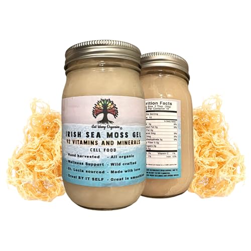 Get Wavy Organics - Wildcrafted 100% Organic Gold Irish Sea Moss Gel | Made in USA | Rich in 92 Vitamins & Minerals | SeaMoss Gel Raw | (16 oz) Gel16 Ounce (Pack of 1) Full Spectrum Superfood | Vegan Alkaline