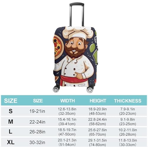 Suitcase Covers for Luggage Washable Luggage Cover Chef Pizza Luggages Wheel Covers Elastic Travel Carry On Suitcase Cover Travel Luggages Protector Sleeve Fit 29-32 Inch M2