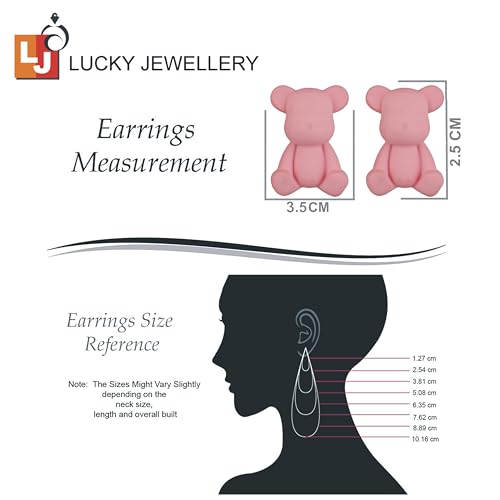 Image of Lucky Jewellery Designer Trendy Teddy And Rabbit Design Earring Stylish Teddy Bear Stud Earing | Cute Cartoon Earrings For Girls & Women (CHEP-TEDDY-PARENT)