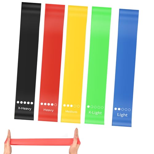Premium Resistance Bands Set of 5 - Skin-Friendly Fitness Exercise Loop Bands with 5 Levels of Resistance for Men and Women, Ideal for Legs, Glutes, Arms, Pilates, and Yoga