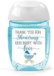 Hand Sanitizer Labels Thank You for Showering Our Little One with Love Stickers, Baby Shower Favor Party Favors Boy., Blue,1.26inches x 1.39inches