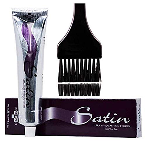 SATIN Hair Color, Developlus Ultra Vivid Fashion Colors (with Sleek Applicator Brush) ALOE VERA BASE Low Ammonia Cream Haircolor Dye (1V Violet Black)