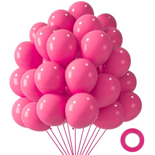 LOVESTOWN 110 PCS Hot Pink Balloons, 12 Inch Bright Hot Pink Latex - image 1