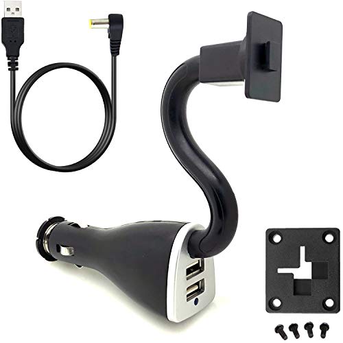 Sirius XM Satellite Radio Dual USB Lighter Socket Car Truck Vehicle Mount w/Flexible Gooseneck & PowerConnect Cable Adapter for Onyx EZ EZR Plus Lynx Edge (Vehicle Dock NOT Included)