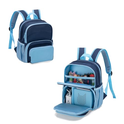 LoDrid Backpack Compatible with Tonie Box, Carrying Case with Multiple Pockets for Headphones, Charger and Accessories, Storage Bag for Audio Player Starter Set, Navy Blue (Patented Design)