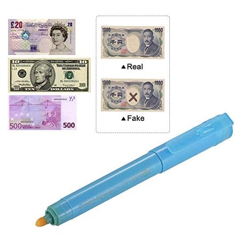 Fake Money,Entweg Multi-Function UV Light Money Counterfeit Detector Pen Mini Banknote Tester Pen Currency Cash Checker Money Fake Dollar Marker for US Dollar Euro Pound Yen Korean Won Cover