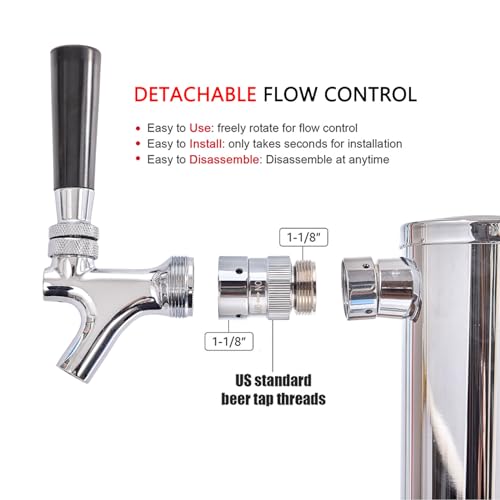 Image of Beer Faucet Flow Control Adapter US Beer Tap Liquid and Foam Control Valve for Craft Beer Dispensing Homebrew Kit