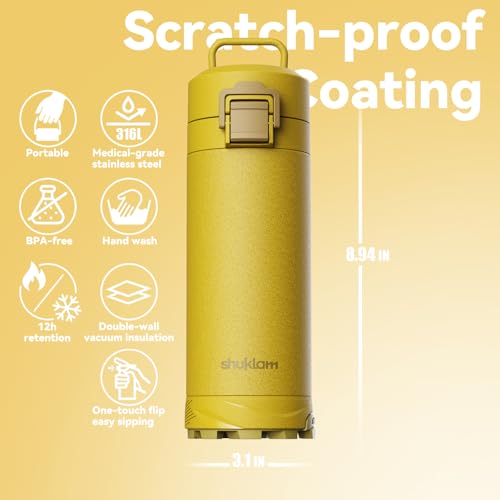 Image of Insulated water bottle with Non-Slip Shoe Sole Bottom, 19.6 Ounce Stainless Steel Water Bottle for Hot and Cold Drinks, Perfect for Gym, Hiking, Travel, Heat /Cold Retention, for Camping & Gym.
