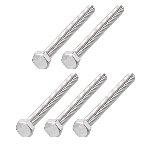 Image of METALLIXITY Hex Head Bolts (5 /16-18 x 3-1 /2 inch) 5Pcs, 304 Stainless Steel 18-8, Fully Threaded, External Hex Drive, Plain Finish, Hex Head Screw Bolt, Silver