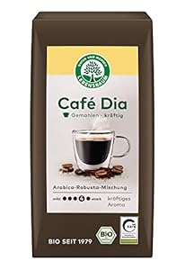 LEBENSBAUM Bio Kaffee, Café Dia gemahlen, Intensität 4/5, Arabica-Robusta Mischung mit kräftigem Aroma, 500 g