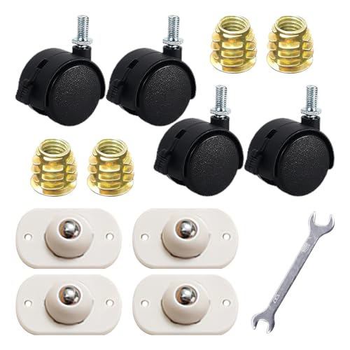4 Ruedas Universales Con Freno, 4 Poleas De Bolas, 4 Tuercas Trapezoidales, 1 Llave Pequeña De Doble Apertura, Ruedas Universales, Poleas Secadoras, Rodillos De Nailon