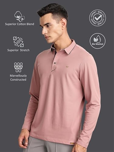 Image of STELLERS Men's Full Sleeve Polo T-Shirt | Premium Cotton | streatchable | Enzyme bio Washed | Feather Touch Feel | Sustainable