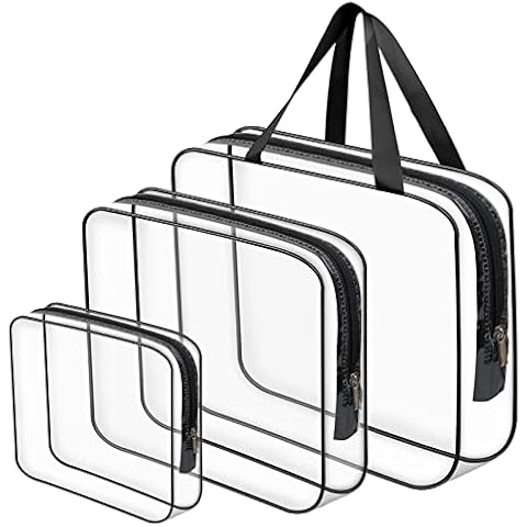 Clear Makeup Bags 3 in 1 PVC Toiletries Bag Waterproof Travel Zippered Carry Pouch Portable Cosmetic Bag Makeup Organizer Case for Traveling Business Trip Airport Cover