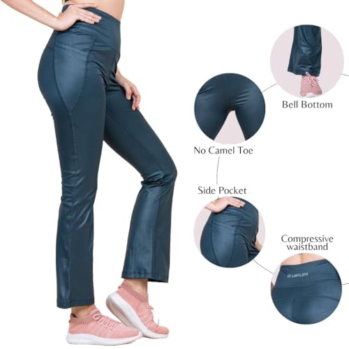 Image of 3rd Planet Women's High Waist Activewear Leggings | 4-Way Stretch, Sweat-Wicking, Non-See-Through Gym & Yoga Tights with Side Pockets | Comfortable Slim Fit Pants for Workout, Running & Fitness