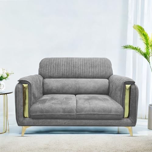 Image of Casaliving Gelio 2 Seater Sofa Set for Living Room (Dark Grey Colour) Premium Fabric Sofa