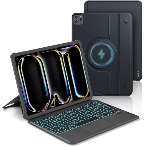 Nillkin �X�����t�H���I�L�[�{�[�h�P�[�X iPad Pro M4 11�C���`�p �}�O�l�b�g�P�[�X ���O���\�ȃo�b�N���C�g�L�[�{�[�h�t�� - �}���`�^�b�`�g���b�N�p�b�h - �}�W�b�N�L�[�{�[�h iPad Pro 11�C���` M4 2024�p �u���b