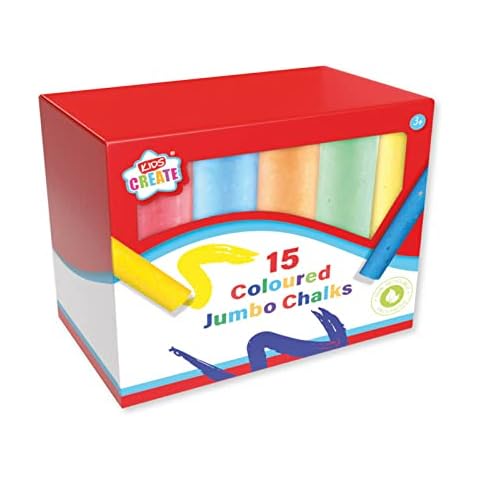 Cathys Candy Cart Box Of 15 Jumbo Chalks, 5 Assorted Colour, Receive 3 Of Each Colour. Indoor Or Outdoor Arts And Crafts., Multicoloured Cover