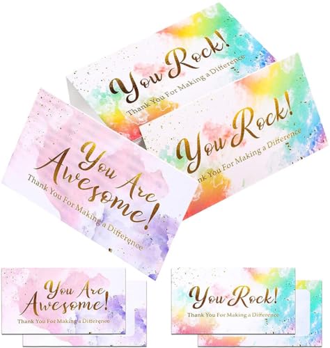 100Pcs 2x3.5 Inch Thank You for Your Support Business Cards Thanks Greeting Cards, Colorful Thanks Card Thank You for Order Card for Online Shop Retail Store Customer Package Insert (Reward Greeting