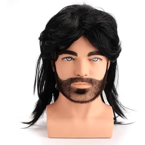 BERRYLION Black Mullet Wig for Men Cover