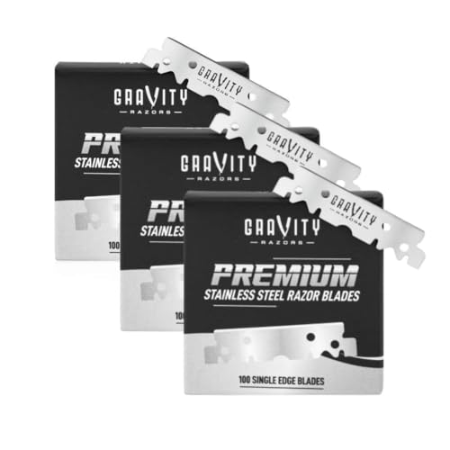 Image of Premium Single Edge Razor Blades - Swedish Steel Razor Blades for Safety Razors and Straight Edge Razors, by GRAVITY RAZORS (100 Count, 3-Pack)