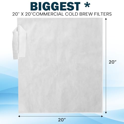 Image of 100 Piese Cold Brew Coffee Filters with Drawstring, 20 inch X 20 inch Commercial Cold Brew Bags for Commercial Model Cold Brew Coffee Makers and 5 Gallon Systems, Brew Up To 5 LBS Coffee