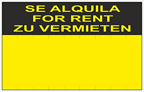 Señal Se Alquila/For Rent/Zu Vermieten | Amarillo - 450 X 700 Mm En Oferta Normaluz Rd51406 - Cartel Se Alquila For Rent Zu Vermieten Pvc Glasspack 0,4 Mm 45X70 Cm Con Cte, Ripci