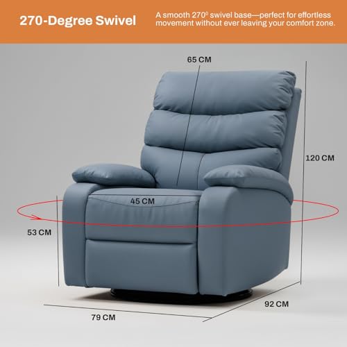 Image of DROGO Velora Electric Motorised Recliner Sofa 1 Seater with Rocking, Revolving & Rapid Recline Technology | Recliner Chairs for Home with Premium PU Fabric & Padded Body, 1 Year Warranty (Dark Grey)