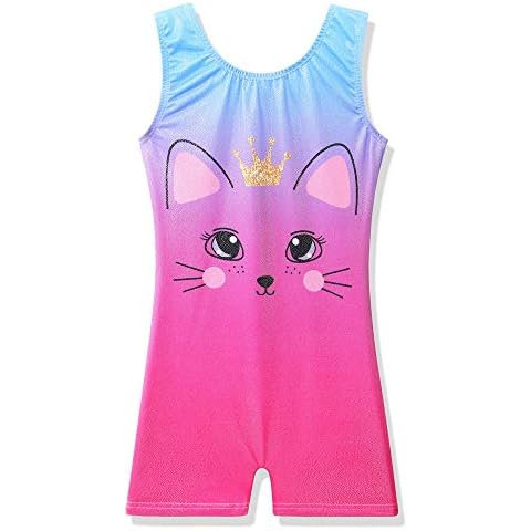BAOHULU Leotard for Girls Gymnastics Kids Sparkle Tank Biketards with Shorts Dance Outfit - - 4-5 Years Cover