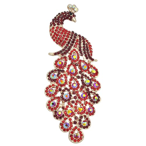 Image of Gyn&Joy 5 Inch Art Gorgeous Peacock Austrian Crystal Rhinestone Brooch Pins