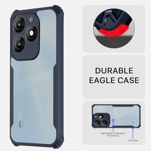 Image of Pikkme Crystal Clear Transparent Back Cover | Ultra Hyrbid | Full Camera Protection | Raised Edge | Bumper Case for itel A70 (Blue)