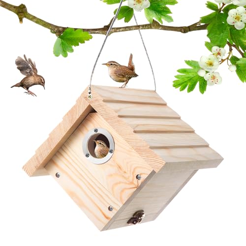 Dreyoo Wooden Wren House with Metal Guard (1-Pack)