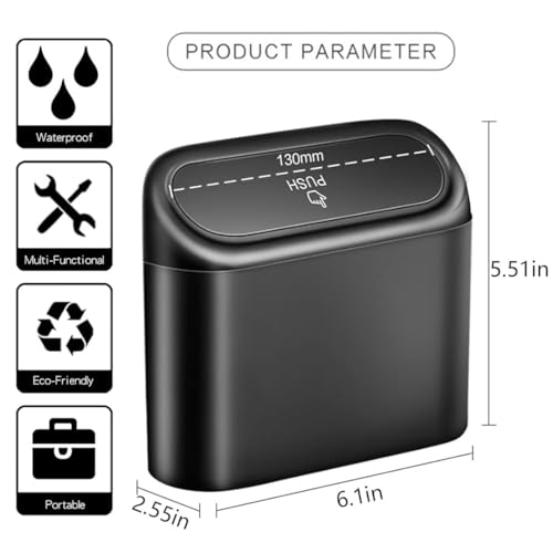 Image of Car Trash Can with Lid, 2 Pack - Includes Waterproof Trash Bin, Car Organization, Trashcan, Car Storage, 6 Leak-Proof Bags, Hooks & Purse Accessories