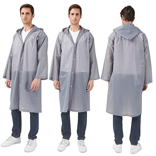 Rain Ponchos Raincoats for Adults Women, Reusable Rain Jacket Coats with Hood for Family Disney Park Travel 2 Pack4