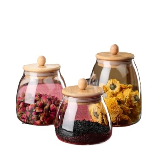 PFYKCYL Tarro sellado de vidrio con tapa madera, recipiente for alimentos, té, dulces, botella almacenamiento for cocina, tarro gran capacidad for tarros Bote grande hermético(750ml)