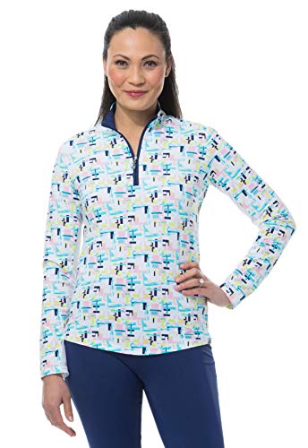 SanSoleil Women's SolTek Ice UV 50 Long Sleeve Mock Neck Top - X-Large - Riley Pink