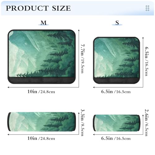 Image of Mountain Forest Trees Green 02 Seat Belt Cover Pad 2 Pcs Soft Cute Seatbelt Covers Protector Support Head Neck Shoulder Strap for Car Seats High Chair Backpack for Adults Kids Women Men 10x7.7I
