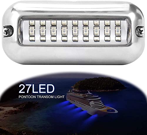 LemonBest Luces de Navegación Para Barco, 50W 27LED IP68 Luz de Popa Impermeable de Acero Inoxidable, 12V Marina Yate Para Barcos Luz LED Señal de Navegación Puerto de Lado Luz de Proa (Azul)