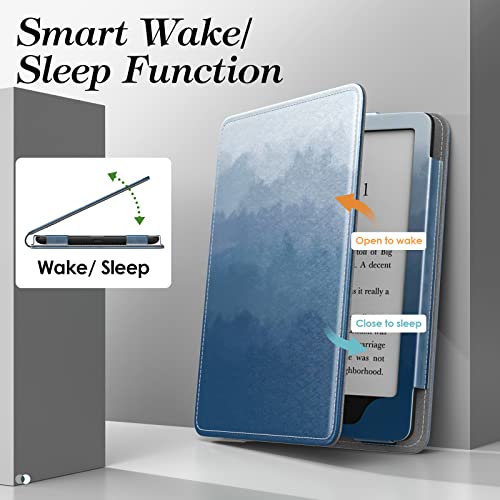 Dadanism Case For Kindle Paperwhite & Kindle Paperwhite Signature Edition(11Th Generation 2021), Slim Pu Folding Stand Auto Wake/Sleep Shell Cover Fit Kindle Paperwhite 2021 E-Reader, Misty Blue #TOP6