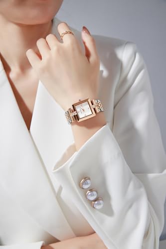 Image of Daniel Hechter Paris Cambon Collection Luxury Watch for Women with Square Dial, Crystal Accents and Stainless Steel Strap
