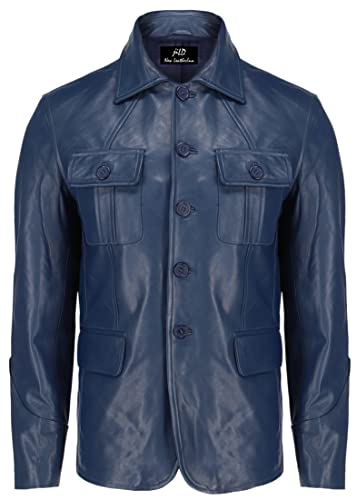 Image of Jild Lambskin Leather Jacket Men Casual Coat - Notched Collar Classic Bond's Style Ultimate Leather Blazer for Men