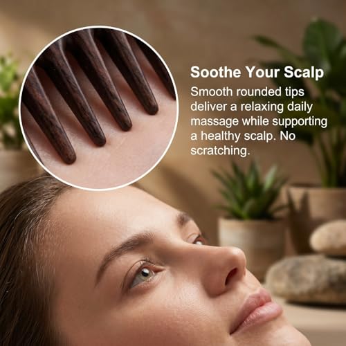 Peine de madera natural Melune para cabello rizado grueso miniatura 2