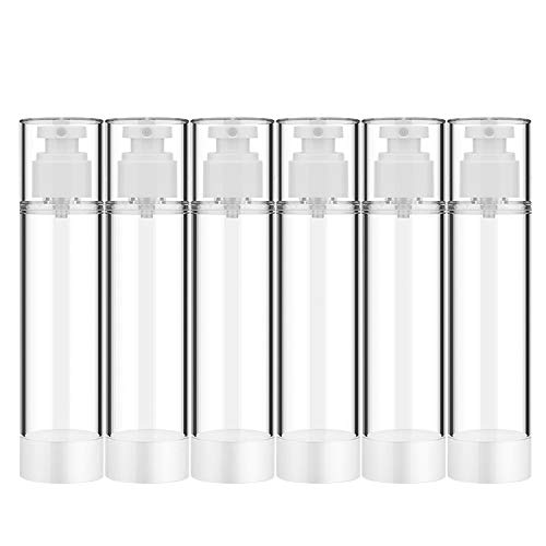 Spray Bottle, RUCKAE Airless Spray Bottle with Fine Mist Sprayer 6 Pack 1.7oz/50ml, Vacuum Travel Bottles Clear Refillable Container for Perfume, Toners, Soothing Water, Rose Water