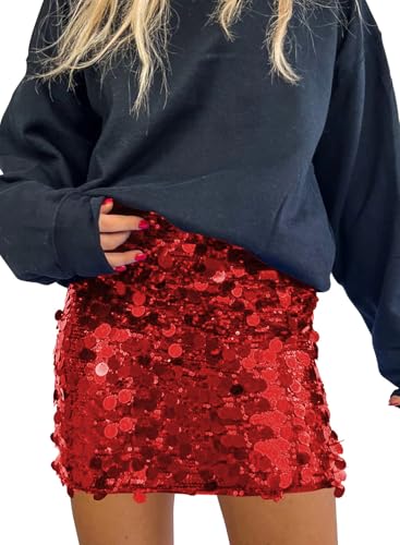 Miduo Women&rsquo;s Sequin High Waist Mini Skirt