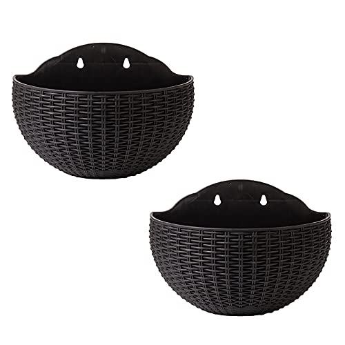 RTWAY Hängender Übertopf, 2 Stück, Rattan-Imitat, Wandbehang,...