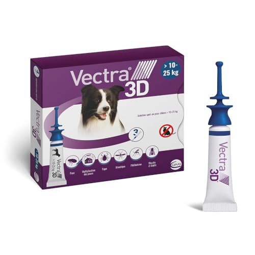 Vectra 3D Solution Spot-on pour Chiens > 10–25 kg - 3 pipettes