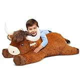 Ksidzas 39 Inch Giant Highland Cow Stuffed Animal, Big Cattle Plushie Toy for Kids & Adults, Fluffy Large Size Stuffed Cow Hugging Pillow Gifts for Birthday Christmas